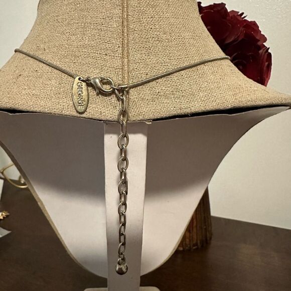 Snake Chain Three Silver Tone 3 Square Attached Together Mark GEORGE Vintage - Picture 2 of 2